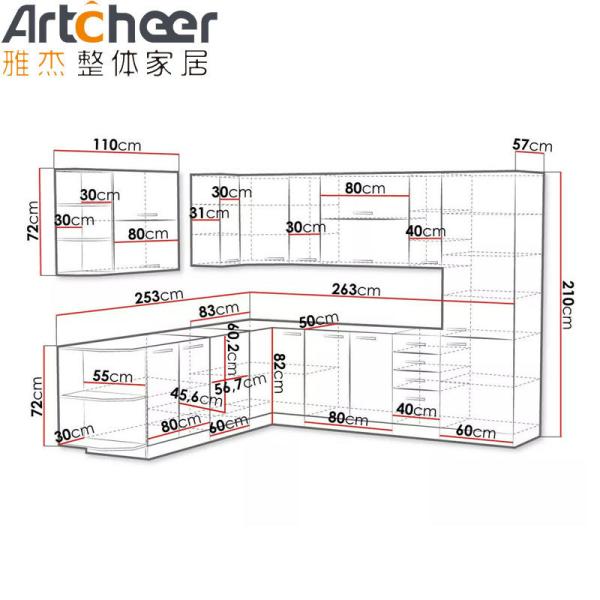 Villa Kitchen Cabinets with Modular / RTA Design and Customized Size in Plywood Material