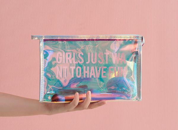 Portable laser TPU web celebrity ins style cosmetics storage bag simple transparent carry-on makeup bags