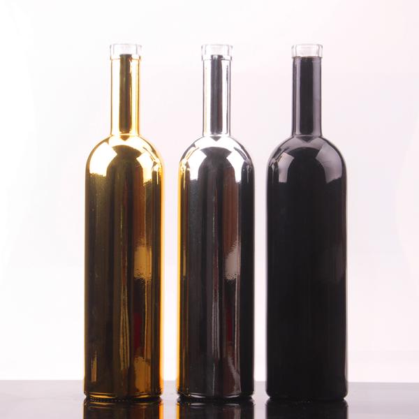 750ml Round Shape Glass Vodka Bottle with Cork Cap and Customized Surface Handing