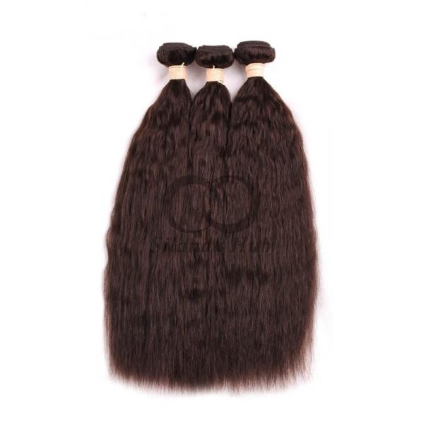 #2 Dark Brown Kinky Straight Remy Human Hair Bundles Sew In Weave Bundles Brazilian Bundle Deals