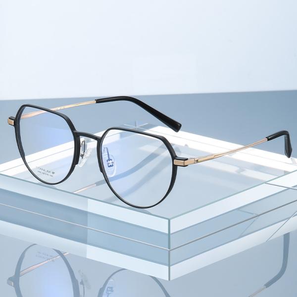 Aluminum Magnesium Titanium Frame Glasses , Custom Lens Round Prescription Glasses