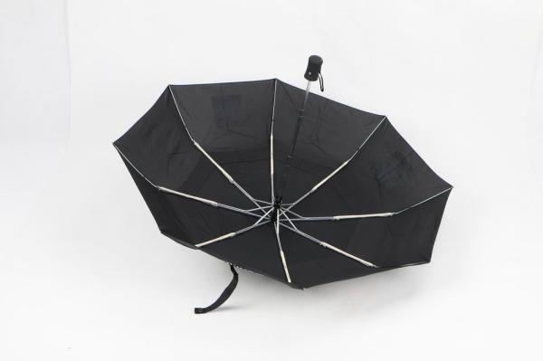 Black Automatic Open Close Umbrella Silk Screen Print Black Coating Durable