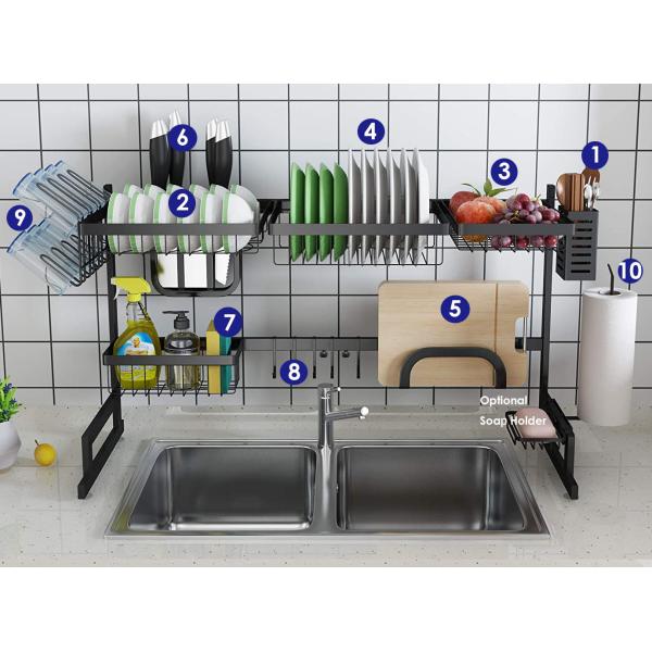 Flexible Adjustable Kitchen Rack for Dish Drying OEM 85x30x52cm