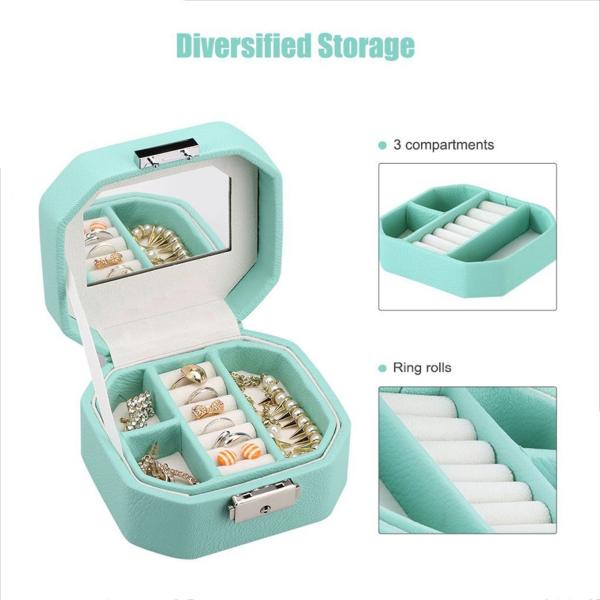 Octagon Leather Lockable Jewelry Box Organizer For Storing Rings / Earrings
