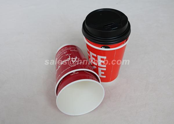 Takeaway Red Double Wall Paper Cups Custom Printed For Coffee /  Tea / Milk