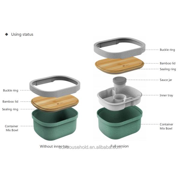 190*150*100 mm Microwavable Food Container Eco Custom Logo Color Separated Space BPA Free Bamboo Storage Box Container
