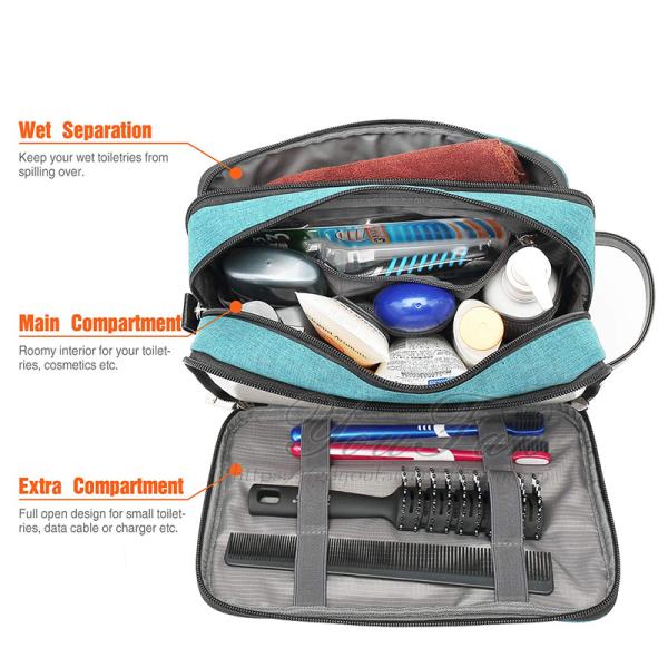 Bathroom Waterproof Hanging Travel Toiletry Bag With Leather Handle