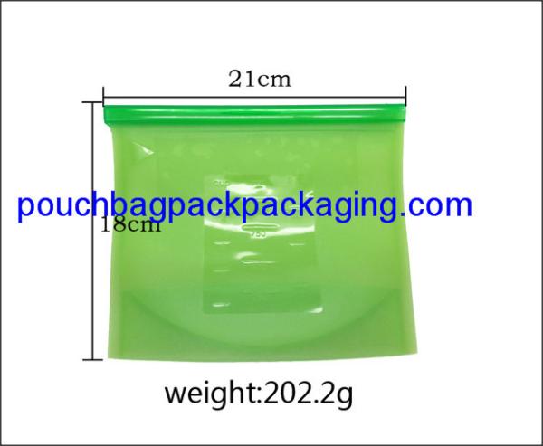 Silicon food bag for fresh food pack, reusable silicone microwave bag for storage 18 x 21 cm