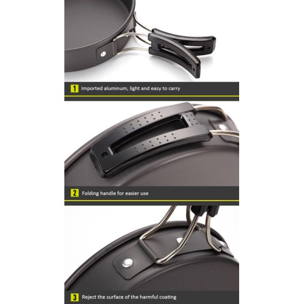 Набор Cookware 2-3 людей на открытом воздухе, портативный на открытом воздухе варя набор бака