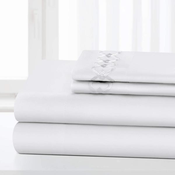 Solid Soft Brushed Microfiber Luxury Embroidery Sheet Set 3/4pcs Customized