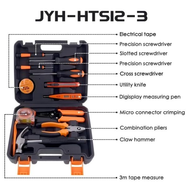 JYH-HTS09-3 Household Tool Sets 9PCS Hardware Hand Tools Car Repair Toolbox