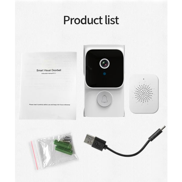 2 Way Intercom Smart Home Security Package 1080p Doorbell Camera 800mAh Battery 75° Wide Angle