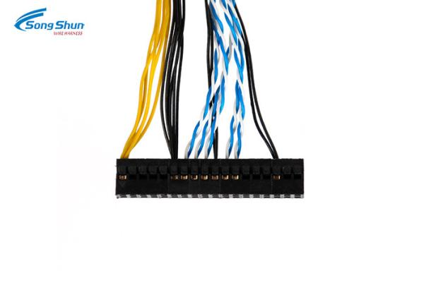 LCD Display LVDS Cable Assembly Flat Television Set Customized Length 28AWG