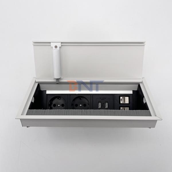 Good Quality Brush Desktop Socket Aluminum Alloy Tilting Module 2 Outlet USB Charger