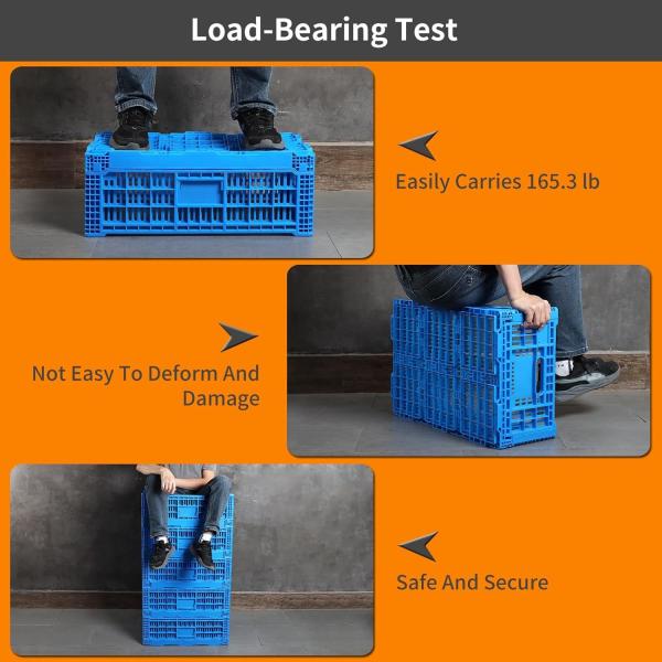 Collapsible Storage Bin Containe，52 Liter Transferheavy Duty Plastic Storage Box,Blue Milk Crates Heavy Duty Transit Storage Of Various Items