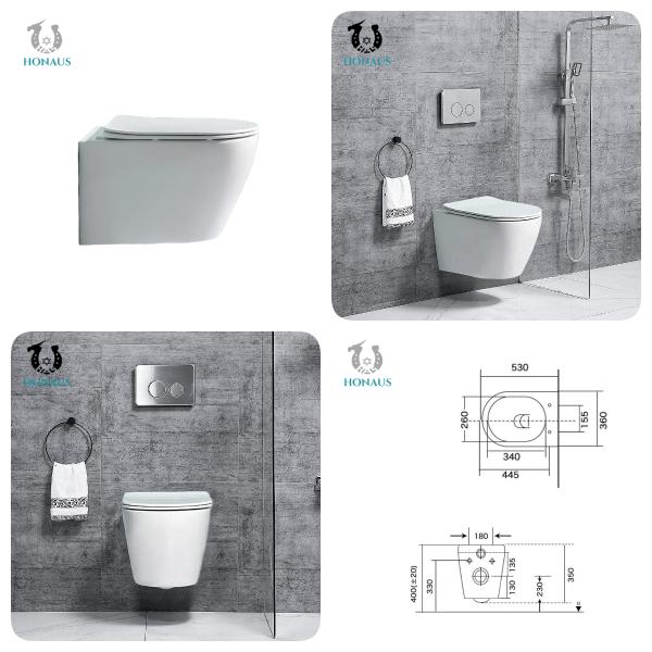 Ceramic High Temperature Forged Luxury CE Hotel Restaurant Wall Hung Toilet Bowl