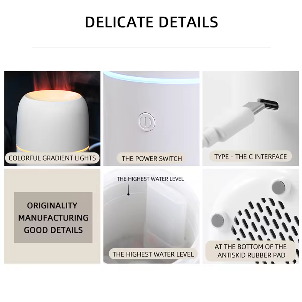 100ml Mini Portable USB Fire Flame Humidifier Car Perfume Diffuser Air Freshener Diffuser Essential Oils for Car