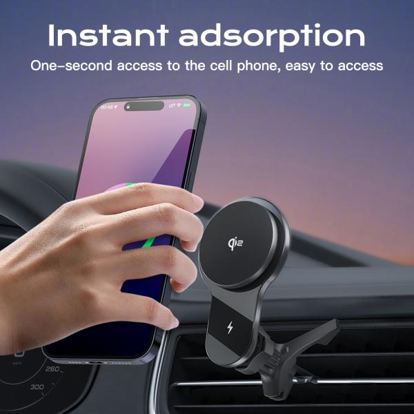 Car Phone Holder with Ultra-Thin Fan Cooling and Strong Magnetic Suction for Iphone 15 Pro Max Charger