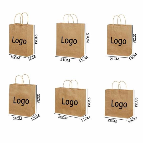Custom Logo Khaki Kraft Wedding Gift Bag 8lb Load