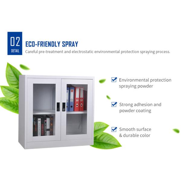 Gabinete de fichero de acero de la puerta de cristal con el armario de la puerta de la diapositiva del metal de la cerradura