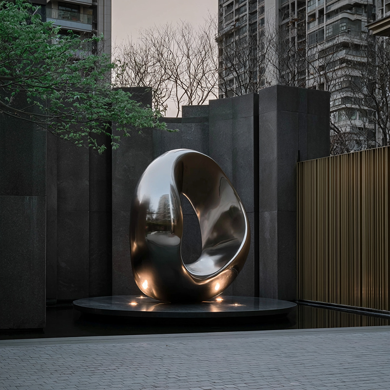 Contemporary Outdoor Stainless Steel Sculpture for Courtyard Decor