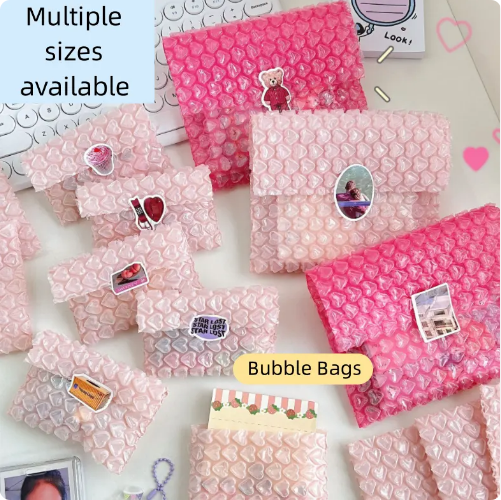 Heart Shaped Pink Bubble Mailing Bag Waterproof Tear-Resistant Love Bubble Wrap Sheet For Gift Packaging