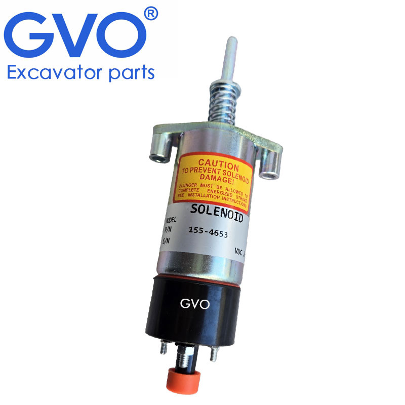GVO 1554653 Engine Stop Solenoid Valve Fuel Shutoff Solenoid Valve for E330B E330C 973C Excavator Bulldozer Electrical Component