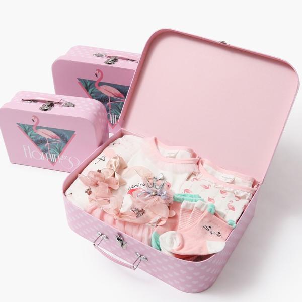 Pink Lovely Baby Cardboard Suitcase Gift Box with Lock and Handles Industrial Shoes Clothing