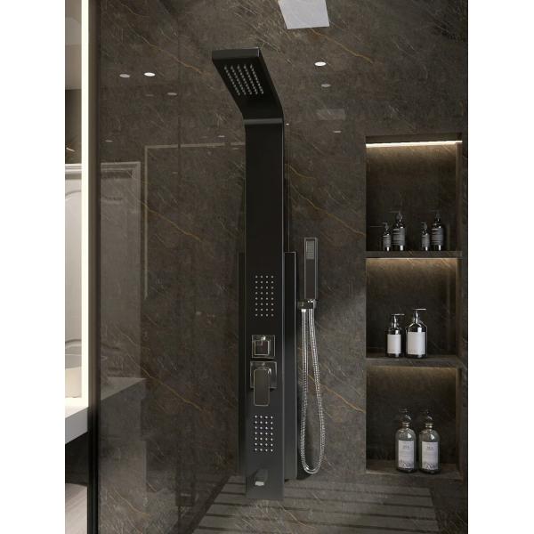 Bathroom Led Shower Panel with Thermostatic Function and Waterfall Stainless Steel