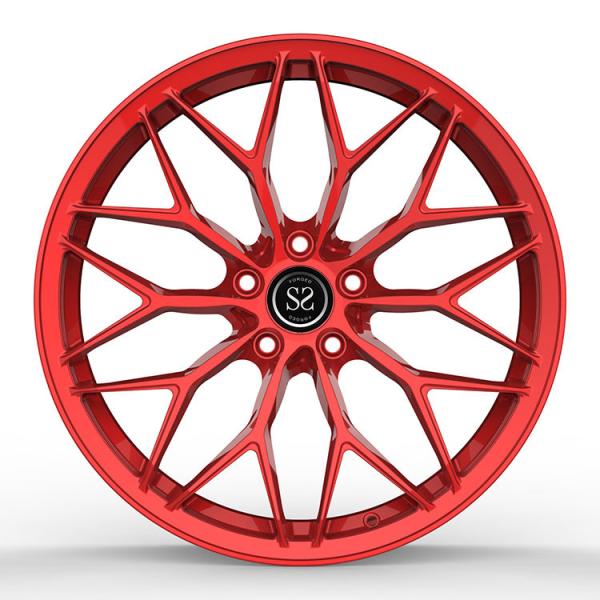Red Spokes Monoblock 1 Piece Forged Wheels For Luxury Car Aluminum Alloy Rims