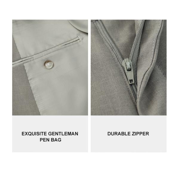 British Wool/Silk Light Gray Men's Suit for Business Casual Groom Wedding Formal Style