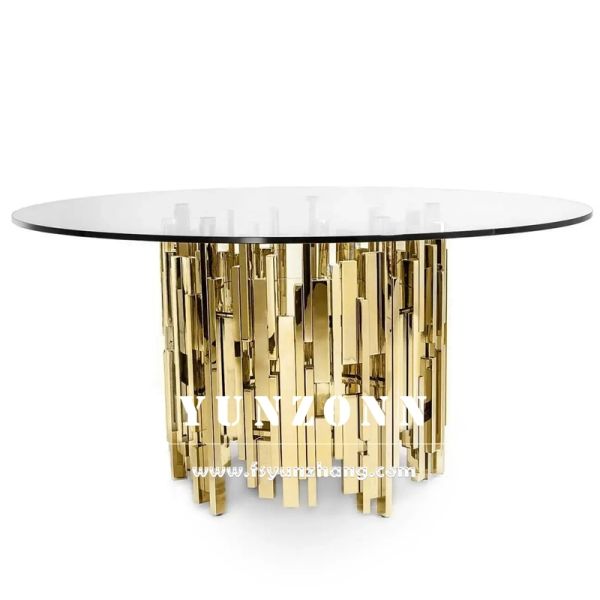 Dubai Collection Stainless Steel Wedding Cake Table with Glass Top Elegant Hotel Furniture Decor