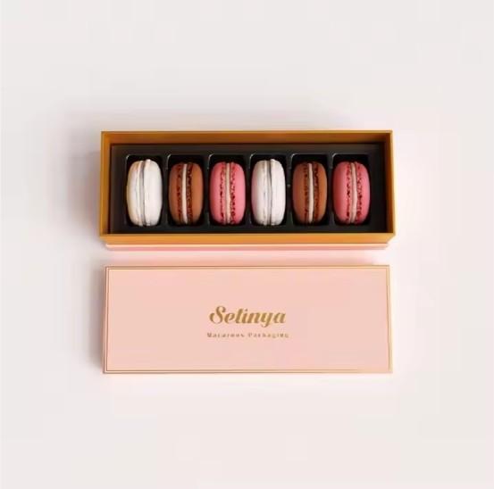 Macaron Chocolate Biscuit Bulk Gift Pastry Cake Box Customized Recyclable With Divider