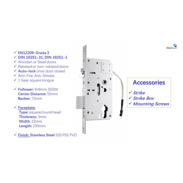 Level Security Electric Lock Polymath Z5572 with CE Certification and Waterproof Design