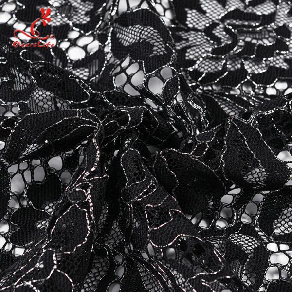 High quality black nylon lace fabric for long dress