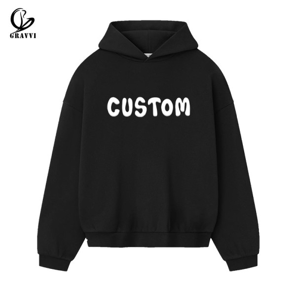 Custom Heavyweight Blank Hoodie Fleece Oversized Puff Printing Streetwear Low MOQ
