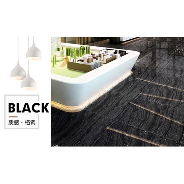 ISO9001 Polished Porcelain Floor Tiles Black Wood Turtle Interior Tiles