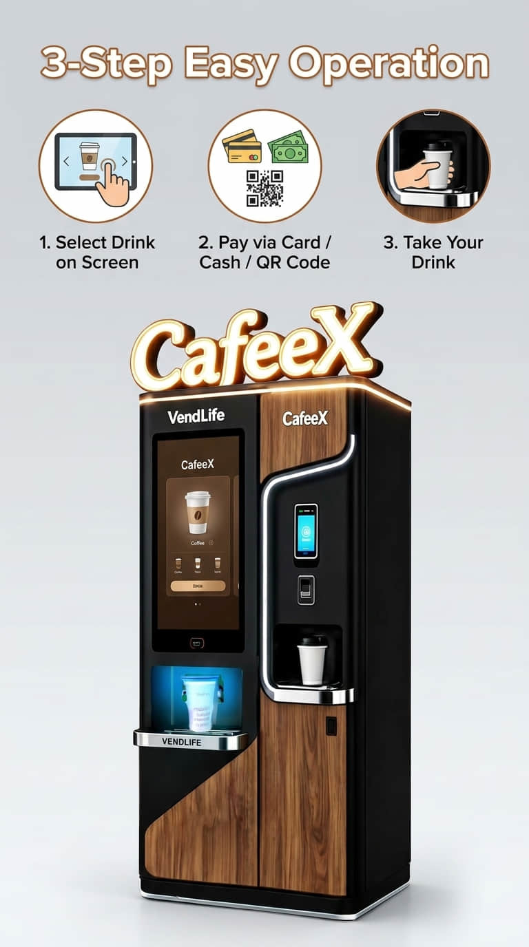 Commercial Self-Service Beverage Vending Machine for Fresh Drinks | Intelligent Coffee & Juice Retail Equipment Manufacturer