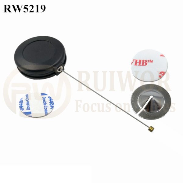 RW5219 Round Anti Theft Retractor Plus Dia 22mm Circular Sticky Metal Plate