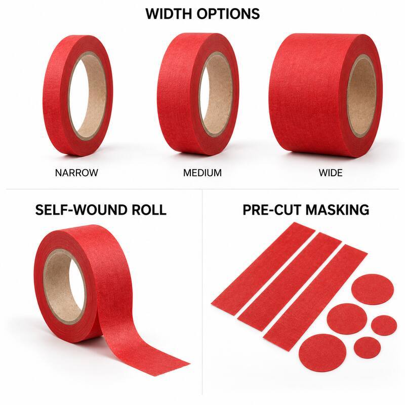 Red High Temperature Masking Tape / Red Crepe Paper Tape / Silicone Adhesive Masking Tape for Industrial Paint Masking, Powder Coating and Heat-Process Surface Protection
