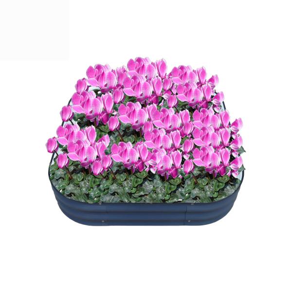 Oval Galvanized Raised Garden Bed Box 3.4*3.4*0.66 ft Metal Outdoor Flower Bed Steel Patio Ground Planter For Planting