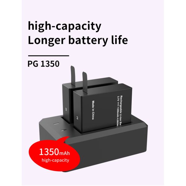 2 Pack 1350mAh 3.7V Li Ion Rechargeable Batteries Safety With Overcharge Protection