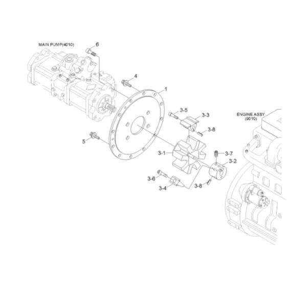 Assy муфты гидронасоса экскаватора K3V112 11N7-10010 11N710010 HYUNDAI