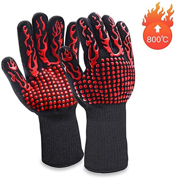 1800°F Resistente ao calor extremo Luvas de forno antiderrapante de silicone, churrasqueira, cozinha, luvas de cozinha