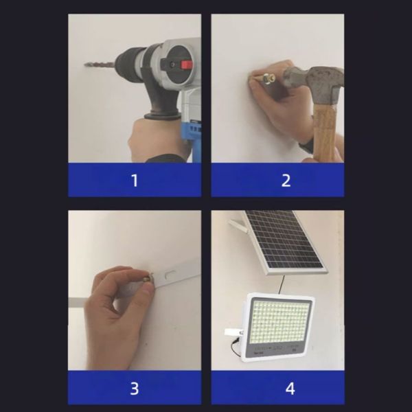LED Solar Flood Light With Remote Control Adjustable Brightness for Outdoor Parks