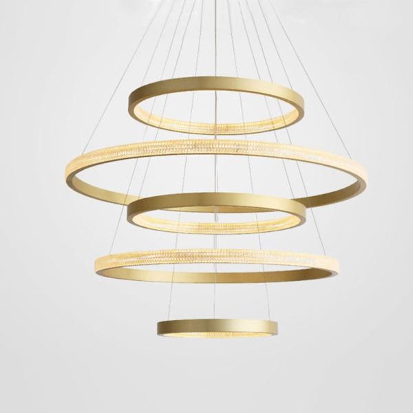diodo emissor de luz de alumínio Crystal Ring Chandeliers Gold Color do acrílico 3000K