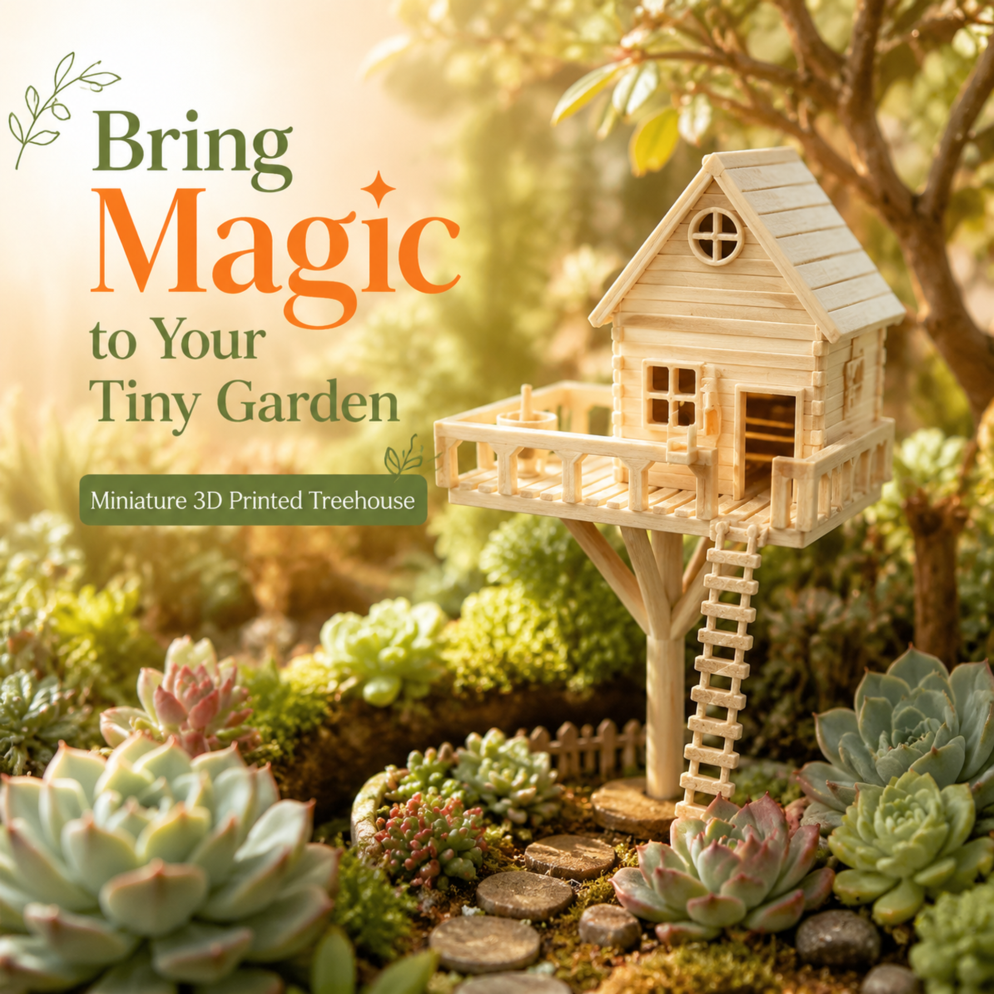 Bonsai Succulent 3d Printed Home Decor Fairy Style Shape Micro Tree House