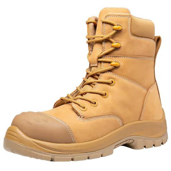 OEM Wheat Cowhide Martin Work Boots PU+rubber Wok Shoes Nucuck Safety Boots Glass Fiber Toe Kevlar Midsole Safety Shoes