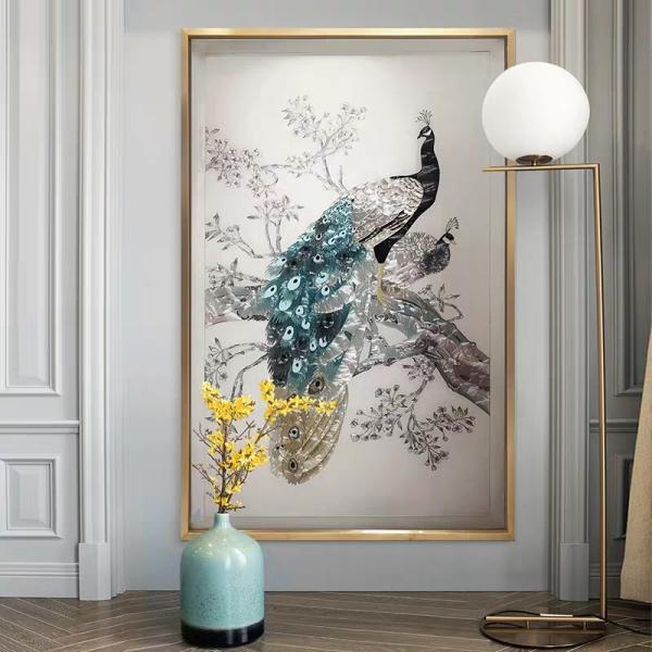 Decoration Ceramic Coated Glazed Enameled Glass Panel With Birds