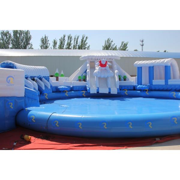 Enjoy Indoor Water Fun with 5-10 Passenger Inflatable Water Slide and Large Round Pool